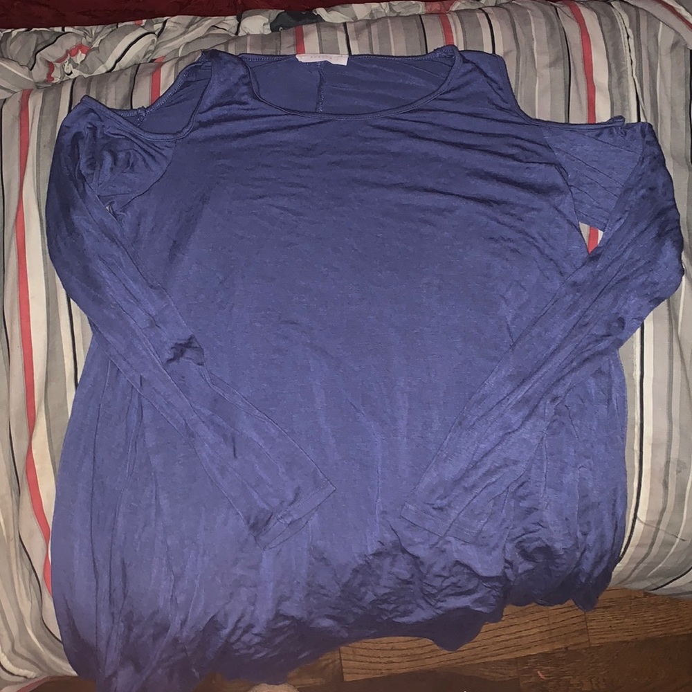 Blue reborn j no shoulder dress